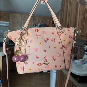 Coach Peach Floral Tote Bag